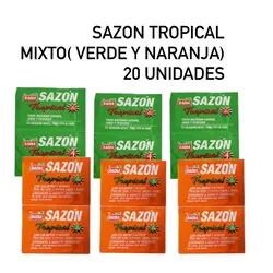 Sazon Tropical mixto verde y naranja ( 20 unidades)