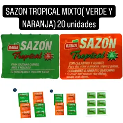 Sazon Tropical mixto verde y naranja ( 20 unidades)