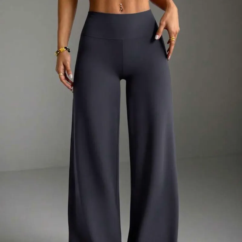 Pantalones de mujer de tela de punto gris oscuro