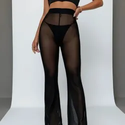 Pantalones Anchos de Malla