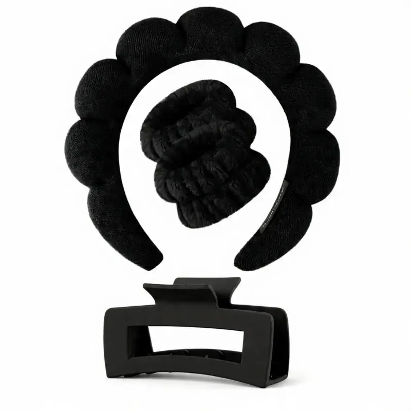 Set Negro de Diadema, Muñequeras y Pellizco