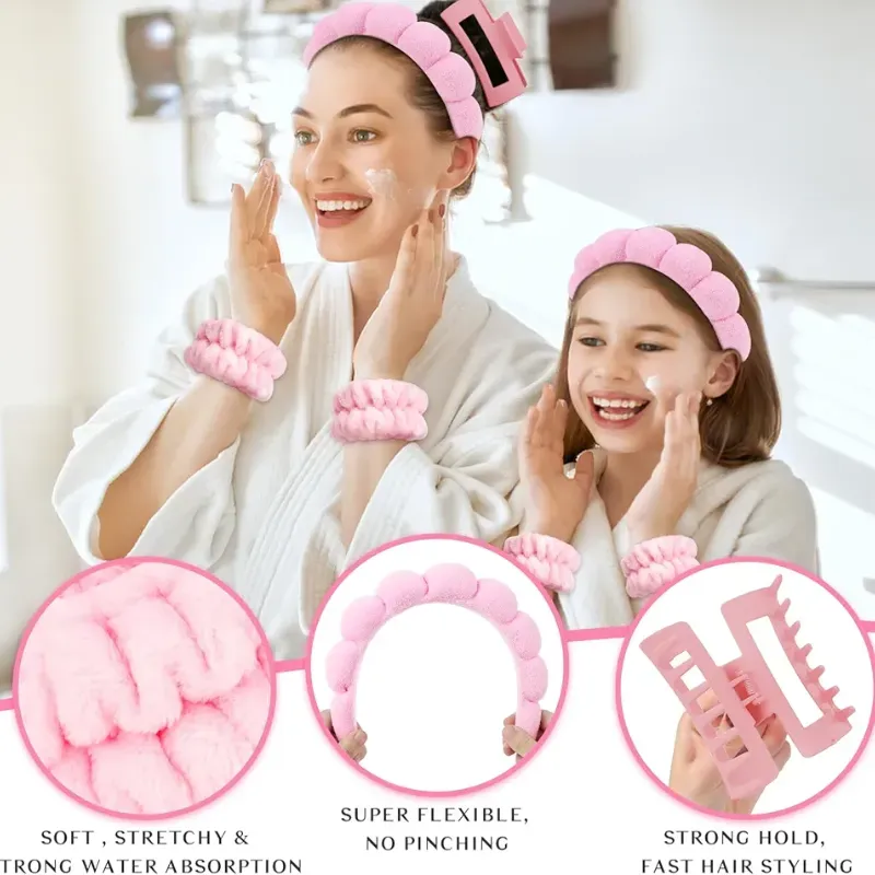 Set Rosado de Diadema , Muñequeras y Pellizco.