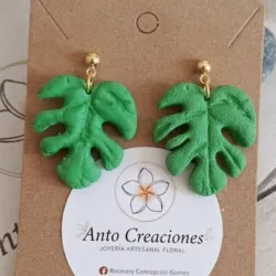 Aretes "Monstera Verde"