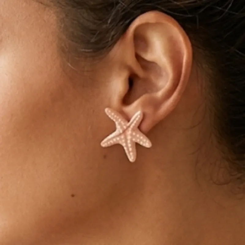 Pendientes Botón Estrella de Mar Coral
