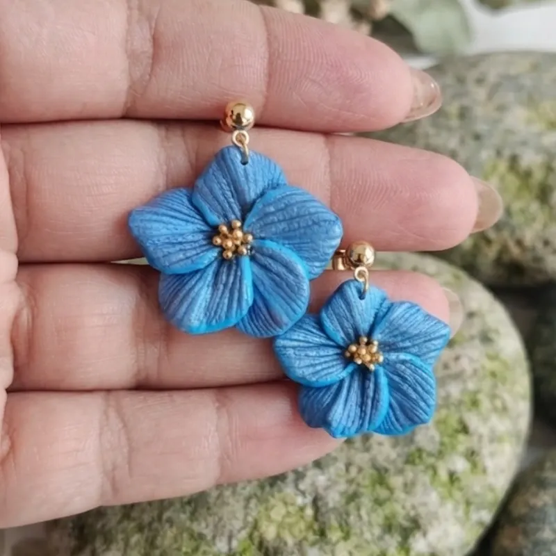 Pendientes Botón Jazmín Azul