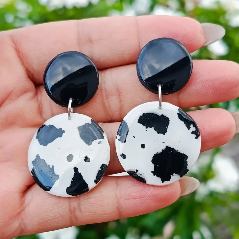 Pendientes Círculo Duo Cow Print