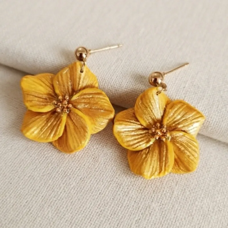 Pendientes Colgantes Jazmín amarillo