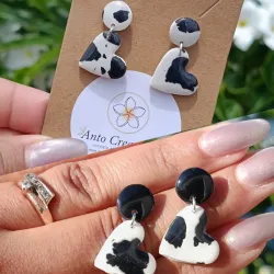 Pendientes Corazón Cow Print