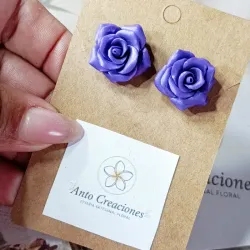 Pendientes de Botón: Rosas Lavanda