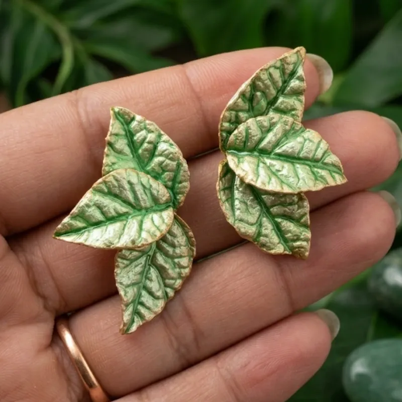 Pendientes Follaje Verde