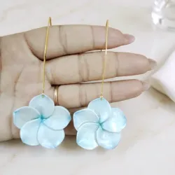 Pendientes Plumerias Cielo Azul