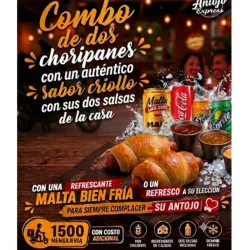 Combo de Dos salchipanes con dos salsas cada uno a su elección acompañados de un refrescante refresco o una malta bien fría