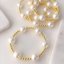 balines dorados con perla blanca🤍