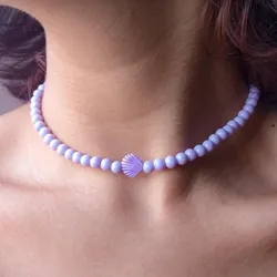 gargantilla morada con conchita💜
