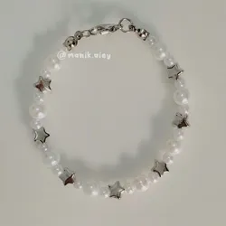 perlas blancas con estrellas plateadas🩶