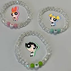 pulseras de perlas transparentes de las chicas super poderosas💞