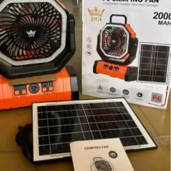 Ventilador recargable 🔋 batería 20000 mh (larga duración) 🔋Trae panel solar y mando a distancia