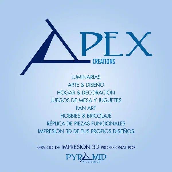 Bienvenidos a nuestro espacio de trabajo, creación y experimentación. Diseñamos y fabricamos objetos que combinan tecnología, oficio y una mirada sensible sobre los espacios que habitamos. Creemos que el diseño también es una forma de construir identidad y nos apasiona cuidar cada detalle desde el diseño, los materiales y el envío que llega a tus manos.
Inspirados por las infinitas posibilidades de la impresión 3D, aprovechamos esta tecnología de vanguardia para dar vida a nuestros diseños. Cada objeto de nuestra colección es un testimonio de nuestro compromiso por desafiar los límites de lo posible, tanto en forma como en función.
Aquí podrás encontrar desde diseños estilizados y minimalistas que emanan sofisticación moderna, hasta patrones intrincados y ornamentados que cautivan la mirada. Nuestros diseños satisfacen una gran variedad de gustos y preferencias.
Nuestra dedicación no se limita a la estética. Priorizamos la calidad y la artesanía en cada aspecto de nuestro trabajo, asegurando que cada diseño no solo sea visualmente impactante, sino que también esté hecho para durar. Con atención al detalle y un enfoque en la innovación, nos esforzamos por crear soluciones que realcen tus espacios e inspiren creatividad.
Gracias por elegir APEX Creations para tu hogar o lugar de trabajo. Acompáñanos en este viaje de arte, tecnología y luz.