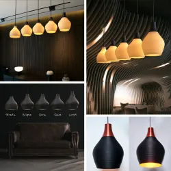 Lámparas colgantes Strata, Eclipse, Aura, Wave y Crest