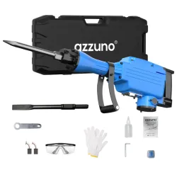 Chipijama profesional 'AZZUNO' 2200W - Martillo de demolición de alto impacto (110V/60Hz) 1800BPM (68J), NUEVO EN MALETA CON ACCESORIOS.