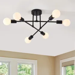 Lámpara de techo semi-empotrada tipo sputnik 'YXTH' COLOR: NEGRO 6 BOMBILLAS (NO INCLUÍDAS) SOCKET E26 / E27 110V-60Hz.