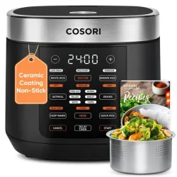 Olla Arrocera COSORI multifuncional 10 Tazas 110V/60Hz 18 funciones, cacerola antiadherente de cerámica y cesta vaporera.