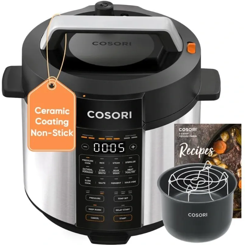 Olla reina COSORI multifuncional (9 funciones en 1) Cap: 5.7Lt 1100W (110V/60Hz) 13 PROGRAMAS, PANTALLA LED + RECETARIO.