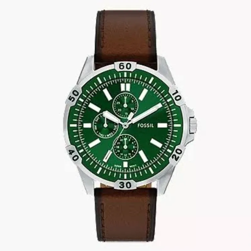 Reloj FOSSIL Garrett Mod. FS6147 CRONÓGRAFO CUARZO JAPONÉS Caja 44mm en acero inoxidable, manillas en cuero legítimo.