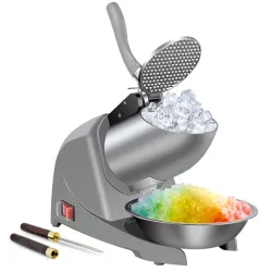 Trituradora de hielo / frapeadora 'GREATRUE' 380W 280Lb/Hr COLOR: PLATEADO (110V/60Hz) Nueva + ACCESORIOS.
