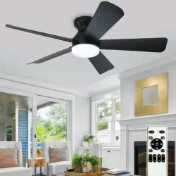Ventilador de techo moderno Depuley 42 pulgadas 5 aspas, LUCES LED, NEGRO (3 MODO DE ILUMINACIÓN) NUEVO (incluye mando a distancia)