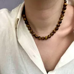 Collar de perlas ojo de tigre🤎