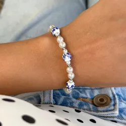 Pulsera perlas imitación cerámica 
