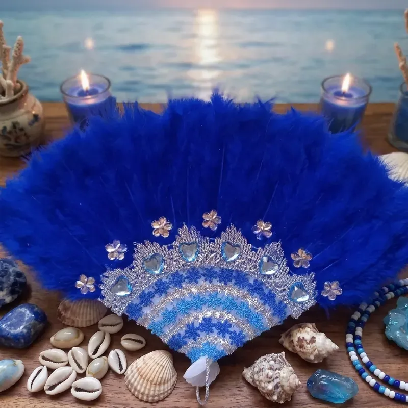 Abanico de plumas para Yemaya
