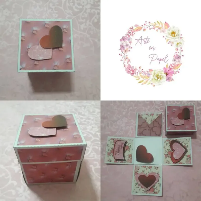 Caja explosiva corazón Rojo y Rosa