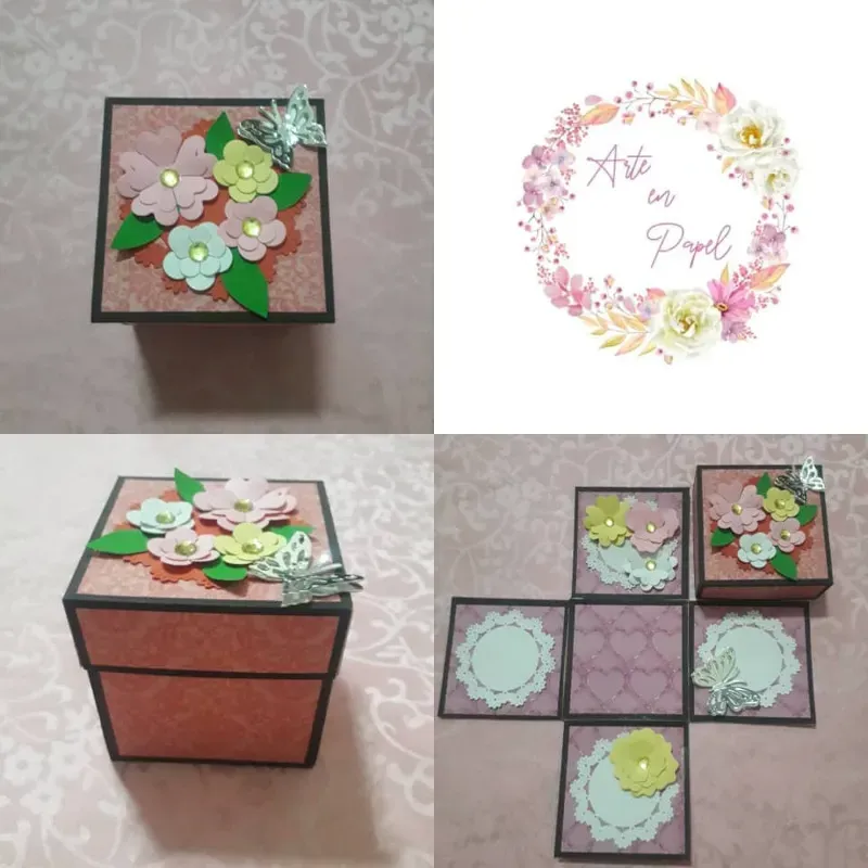 Caja explosiva flores y Mariposa