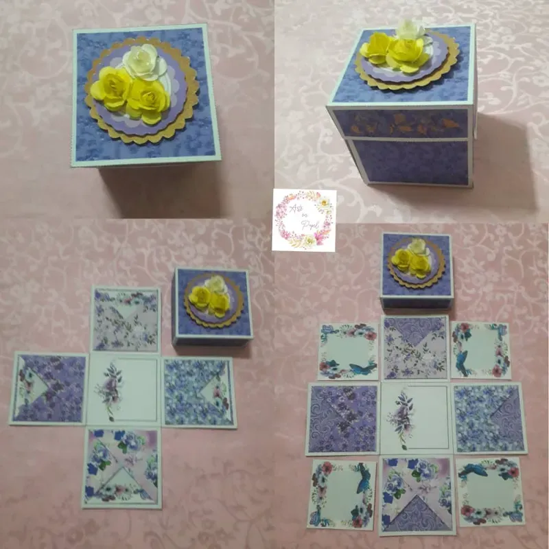 Caja explosiva Malva y Flores 