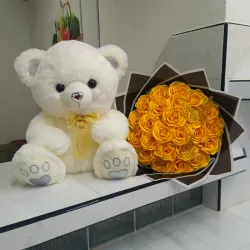 Oso + Ramo de rosas 💛