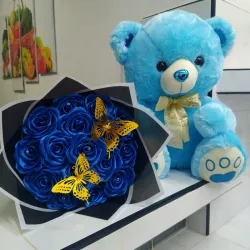 Oso + Ramo de rosas 💙