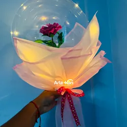 globo burbuja con rosa eterna con luces 🫧🌷