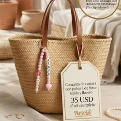 Conjunto de cartera con pulsera de frase y llavero