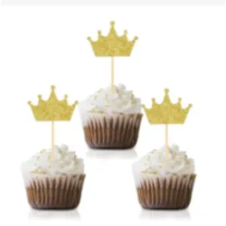  Corona de  foami rosa azul y dorado brillante para cupcakes