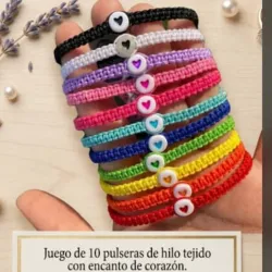 Juego de 1 pulseras tejidas de corazón