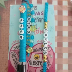 Juego de bolígrafo y pulsera personalizada