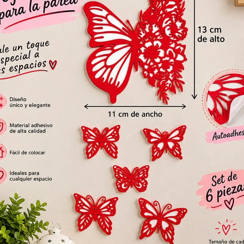 Paquete de 6 pegatinas mariposas