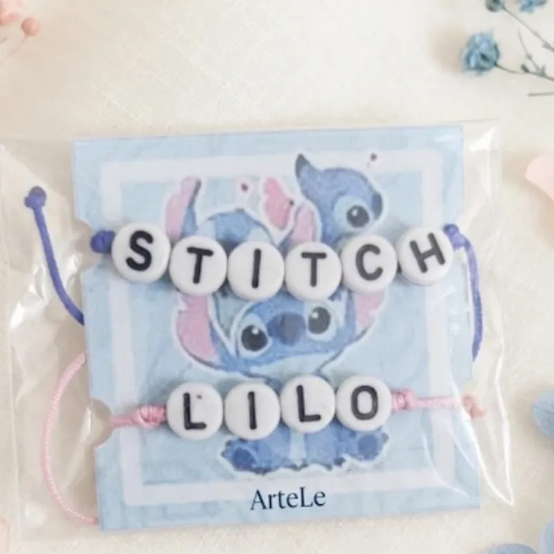 Set de 2 pulseras de frase sencilla lilo - Stitch