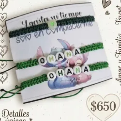 Set de 3 pulseras tejidas Amor y Familia