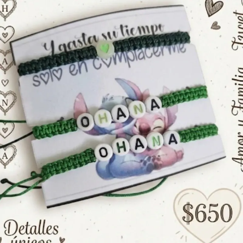 Set de 3 pulseras tejidas Amor y Familia
