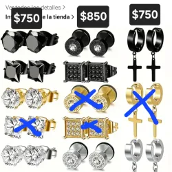 Argollas con crucifijo e  incrustaciones 