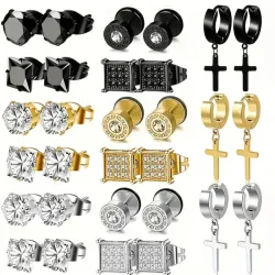 Argollas con crucifijo e  incrustaciones 
