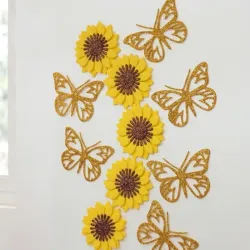 Girasoles y mariposas 